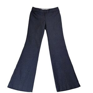 Loft Marisa Trouser Pants Blue White Textured Straight Leg Workwear- Women's 0